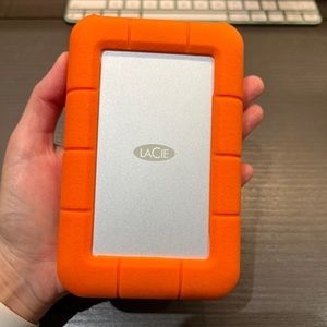 LaCie Rugged 1TB USB 3.0 and Thunderbolt External Hard Drive, Orange